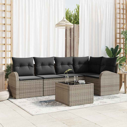 Set Divano da Giardino con cuscino 6 pcs Grigio polyrattan | homemem39