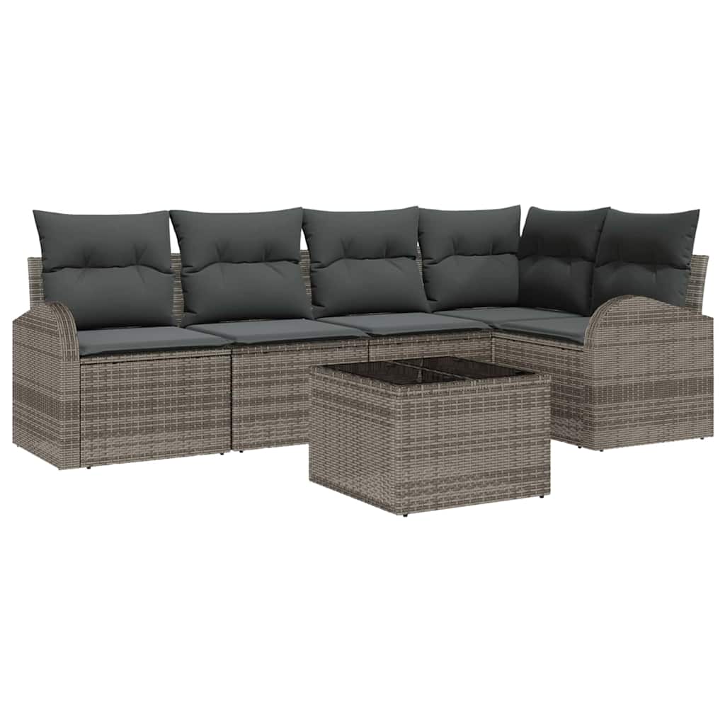 Set Divano da Giardino con cuscino 6 pcs Grigio polyrattan | homemem39