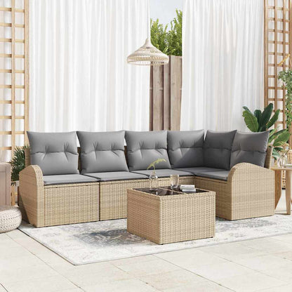 Set Divano da Giardino 6 pcs Beige e grigio chiaro polyrattan | homemem39