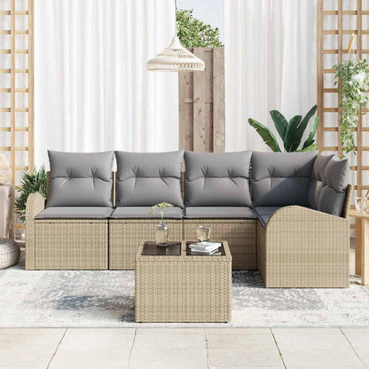 Set Divano da Giardino 6 pcs Beige e grigio chiaro polyrattan | homemem39
