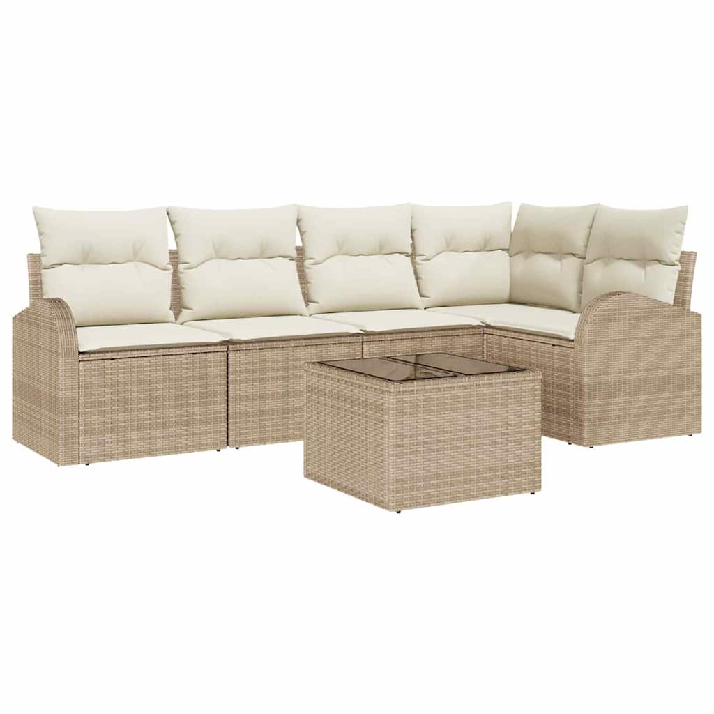 Set Divano da Giardino 6 pcs Beige e Bianco polyrattan | homemem39