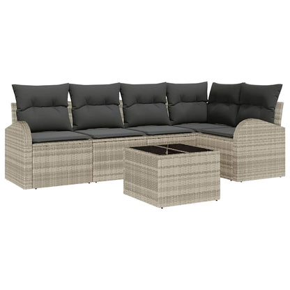 Set Divano da Giardino 6 pcs Grigio chiaro polyrattan | homemem39