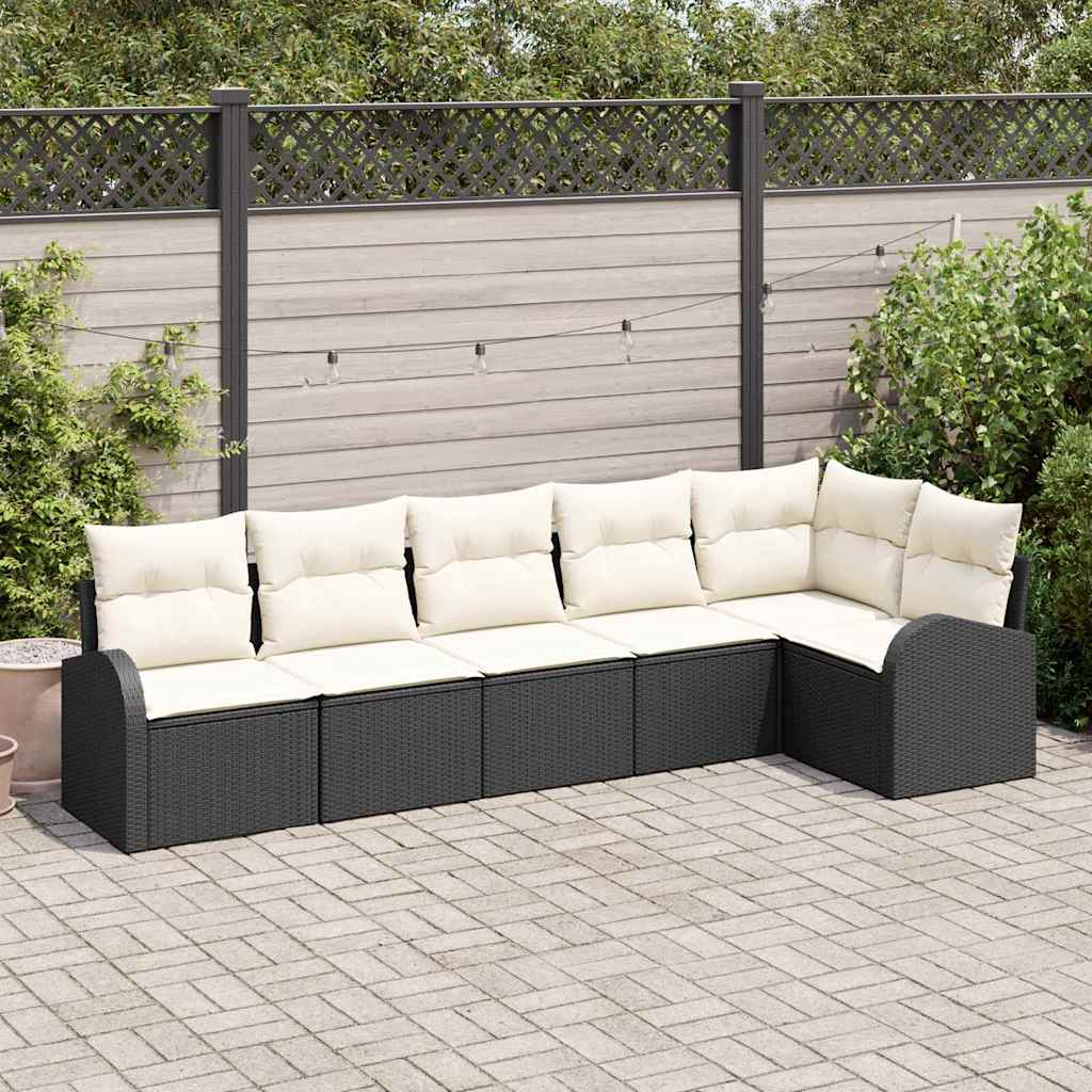Set Divano da Giardino 6 pcs Nero e Bianco polyrattan | homemem39