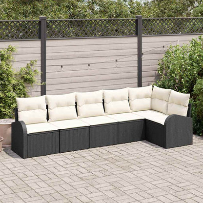 Set Divano da Giardino 6 pcs Nero e Bianco polyrattan | homemem39