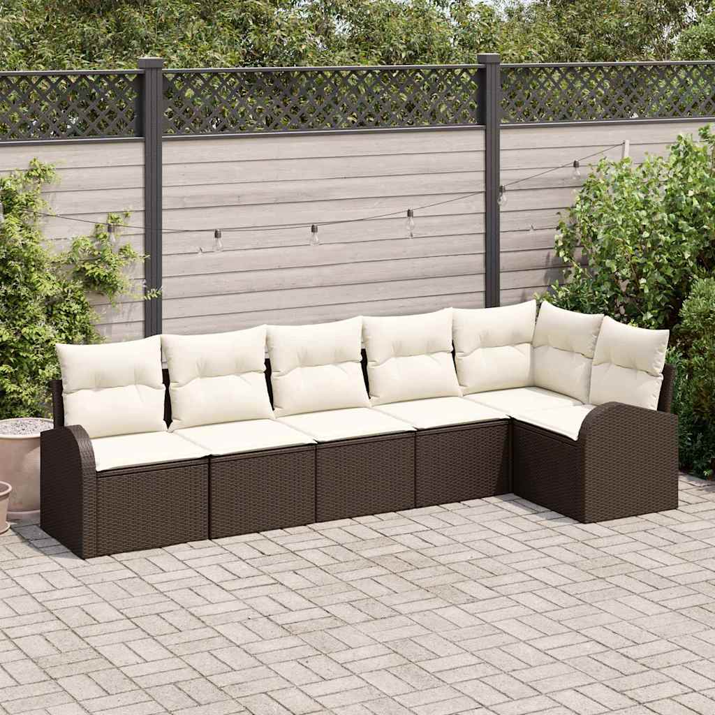 Set Divano da Giardino 6 pcs Marrone e bianco polyrattan | homemem39