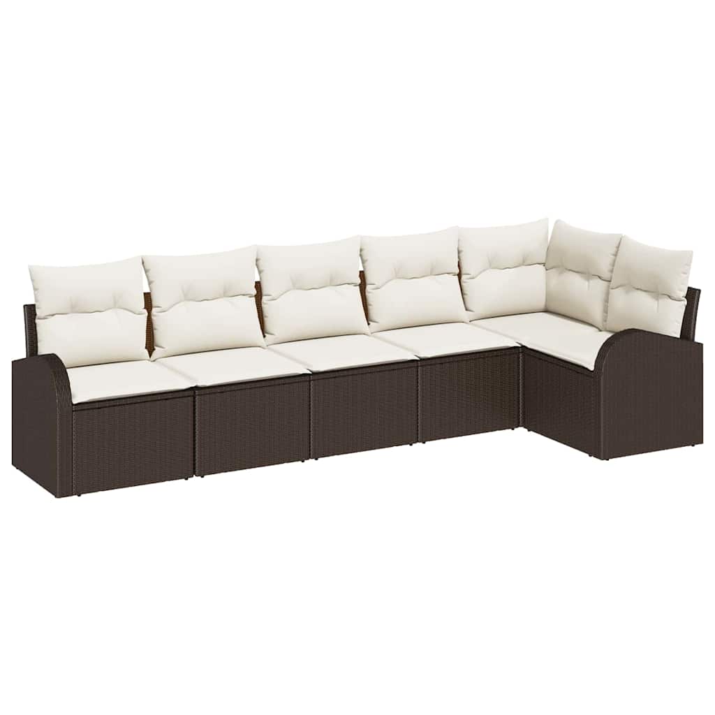 Set Divano da Giardino 6 pcs Marrone e bianco polyrattan | homemem39