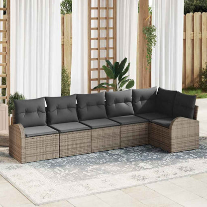 Set Divano da Giardino con cuscino 6 pcs Grigio polyrattan | homemem39