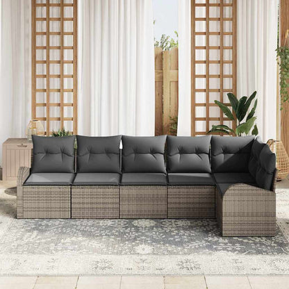 Set Divano da Giardino con cuscino 6 pcs Grigio polyrattan | homemem39