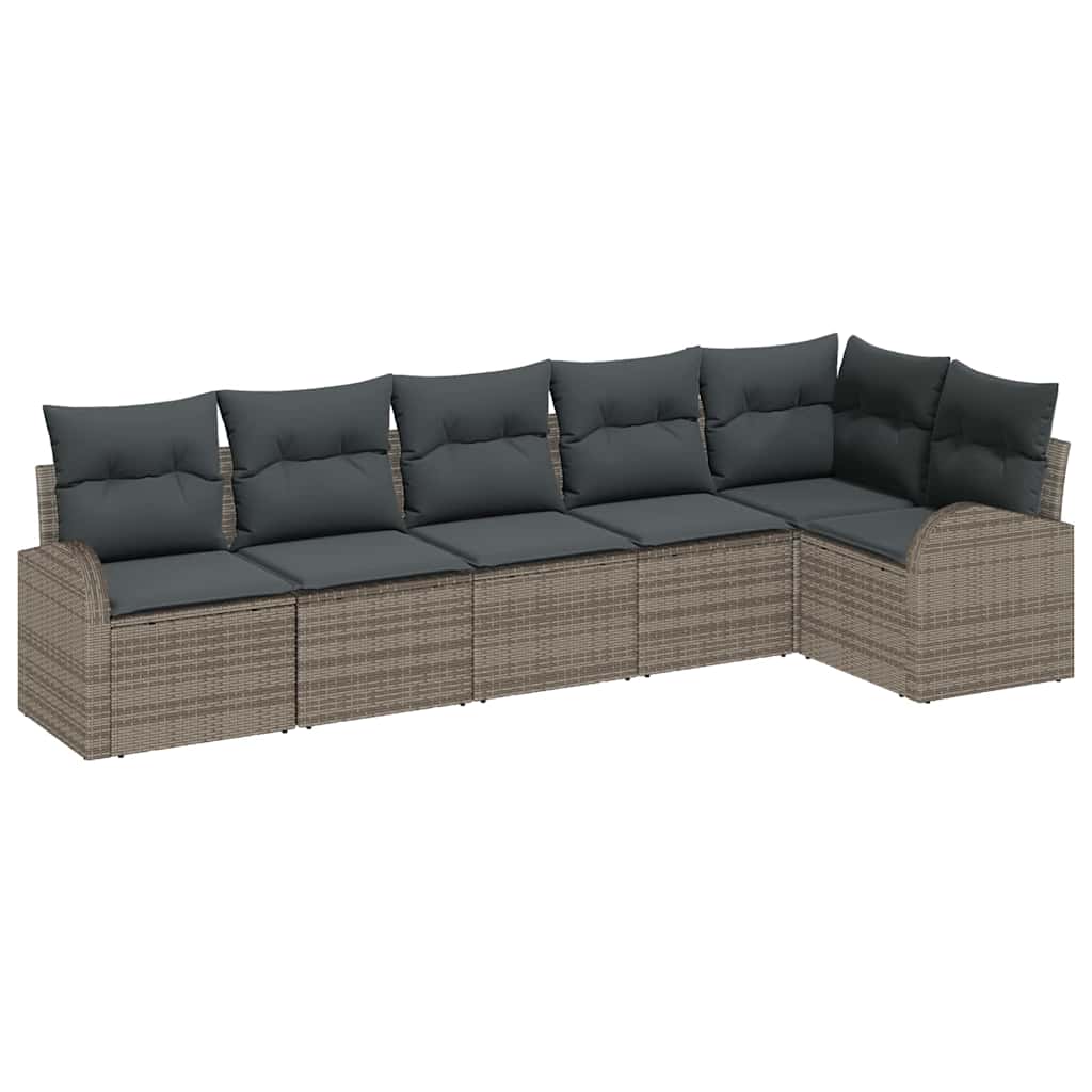 Set Divano da Giardino con cuscino 6 pcs Grigio polyrattan | homemem39