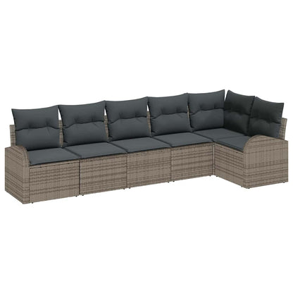 Set Divano da Giardino con cuscino 6 pcs Grigio polyrattan | homemem39