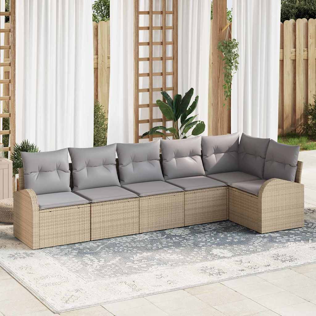 Set Divano da Giardino 6 pcs Beige e Grigio Chiaro polyrattan | homemem39