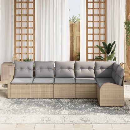 Set Divano da Giardino 6 pcs Beige e Grigio Chiaro polyrattan | homemem39