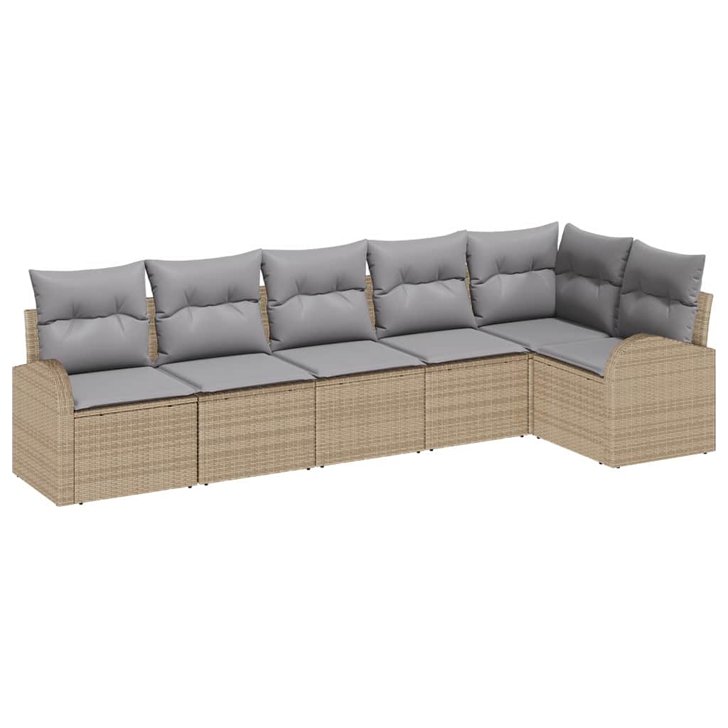 Set Divano da Giardino 6 pcs Beige e Grigio Chiaro polyrattan | homemem39