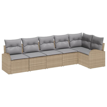 Set Divano da Giardino 6 pcs Beige e Grigio Chiaro polyrattan | homemem39