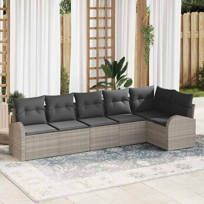 Set Divano da Giardino 6 pcs Grigio chiaro polyrattan | homemem39