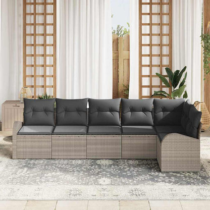 Set Divano da Giardino 6 pcs Grigio chiaro polyrattan | homemem39