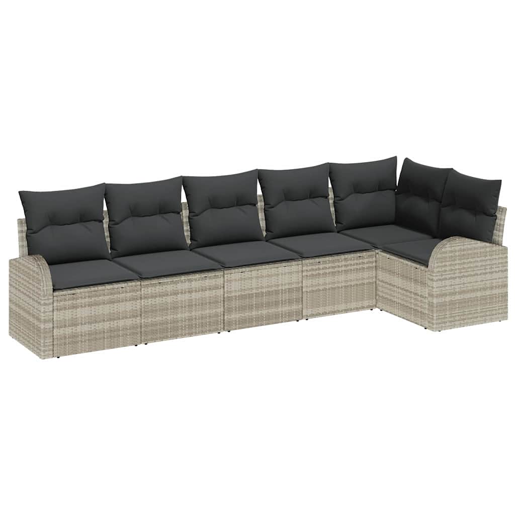 Set Divano da Giardino 6 pcs Grigio chiaro polyrattan | homemem39