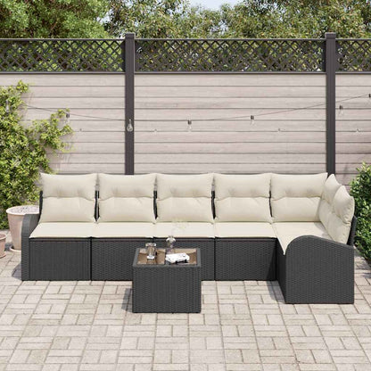 Set Divano da Giardino 7 pcs Nero e Bianco polyrattan | homemem39