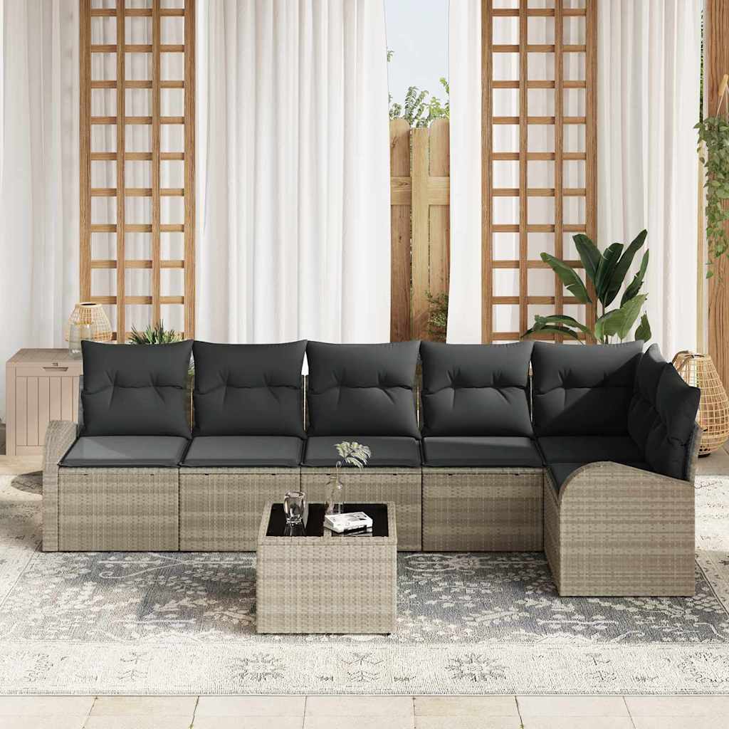 Set Divano da Giardino 7 pcs Grigio chiaro polyrattan | homemem39