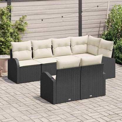 Set Divano da Giardino 7 pcs Nero e Bianco polyrattan | homemem39