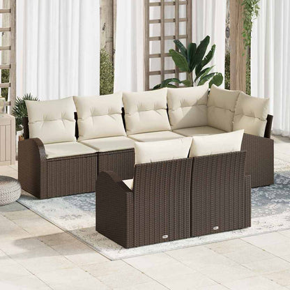 Set Divano da Giardino 7 pcs Marrone e bianco polyrattan | homemem39