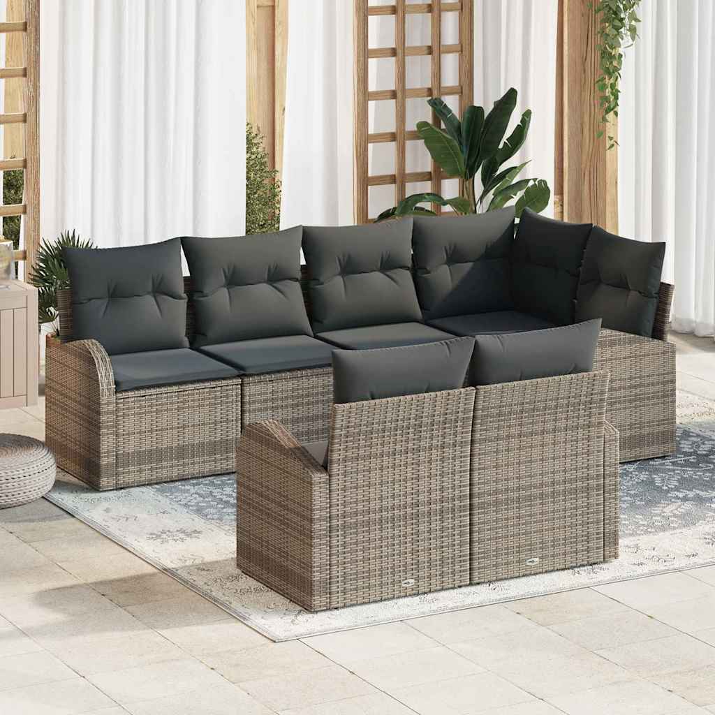Set Divano da Giardino con cuscino 7 pcs Grigio polyrattan | homemem39