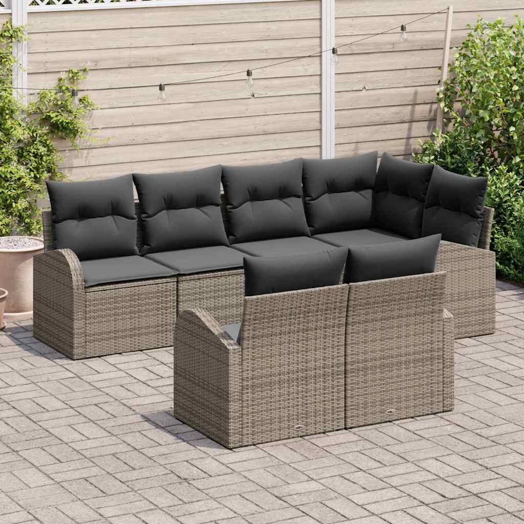 Set Divano da Giardino con cuscino 7 pcs Grigio polyrattan | homemem39