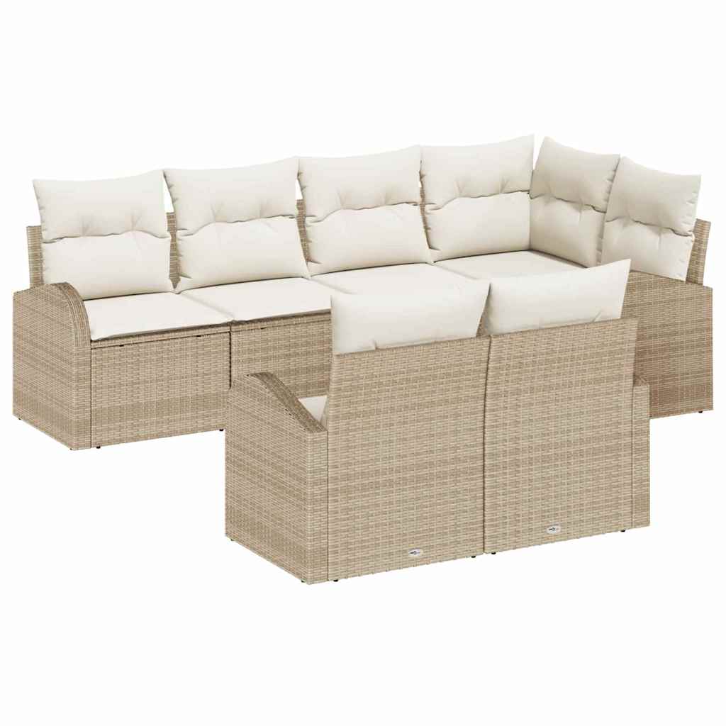 Set Divano da Giardino 7 pcs Beige e Bianco polyrattan | homemem39