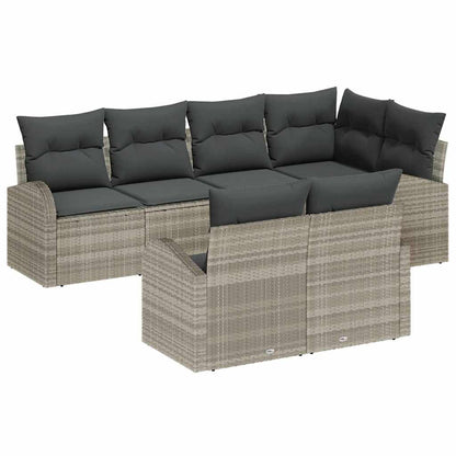 Set Divano da Giardino 7 pcs Grigio chiaro polyrattan | homemem39