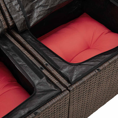 Set Divano da Giardino 7 pcs Marrone e Rosso polyrattan | homemem39