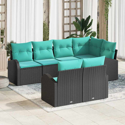 Set Divano da Giardino 7 pcs Nero e turchese polyrattan | homemem39