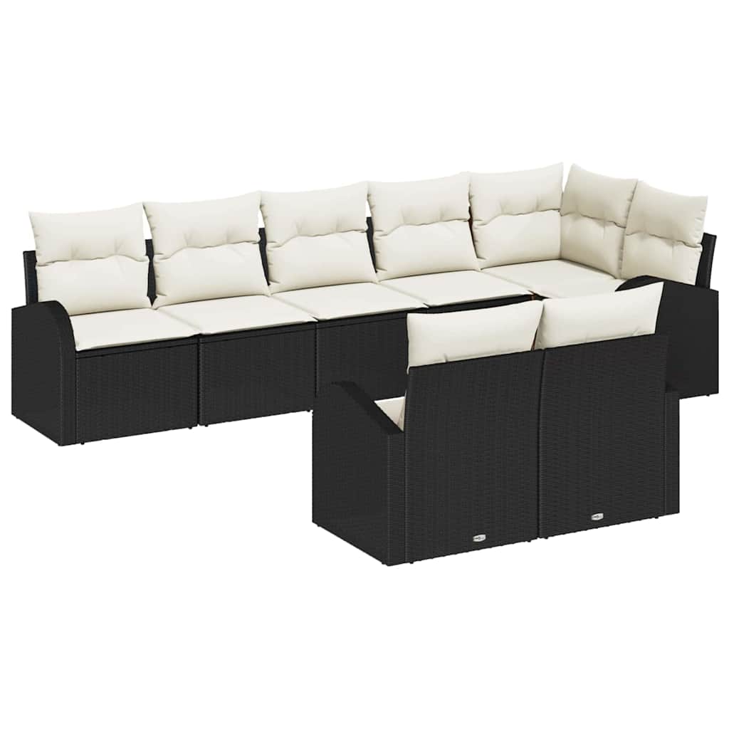 Set Divano da Giardino 8 pcs Nero e Bianco polyrattan | homemem39