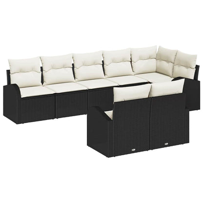 Set Divano da Giardino 8 pcs Nero e Bianco polyrattan | homemem39
