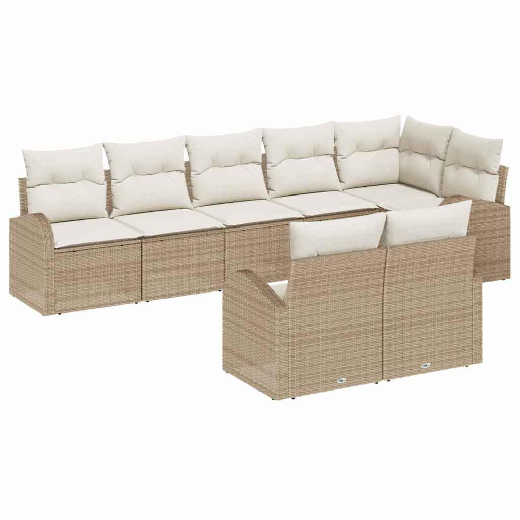 Set Divano da Giardino 8 pcs Beige e Bianco polyrattan | homemem39