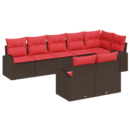 Set Divano da Giardino 8 pcs Marrone e Rosso polyrattan | homemem39