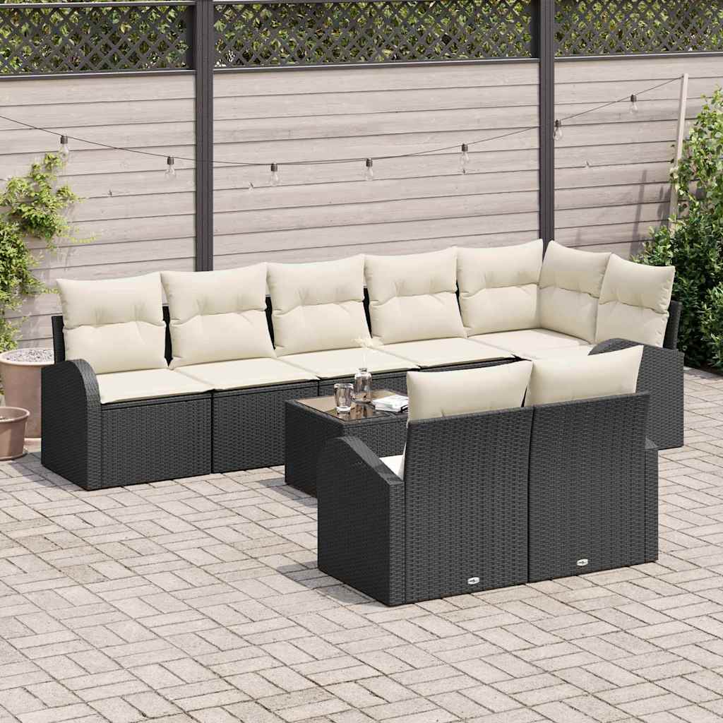 Set Divano da Giardino 9 pcs Nero e Bianco polyrattan | homemem39