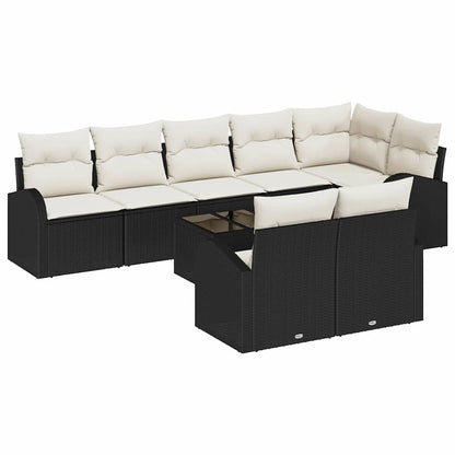 Set Divano da Giardino 9 pcs Nero e Bianco polyrattan | homemem39
