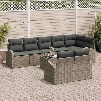 Set di divani con cuscino 9 pcs Grigio polyrattan