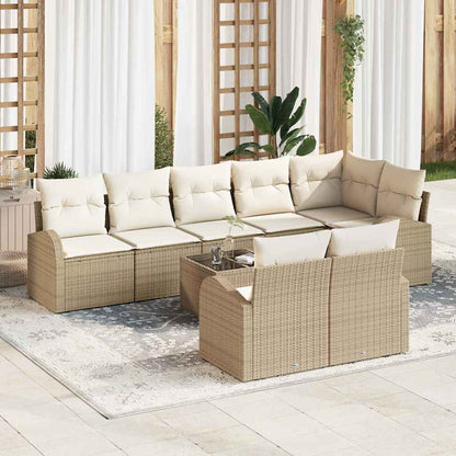 Set Divano da Giardino 9 pcs Beige e Bianco polyrattan | homemem39
