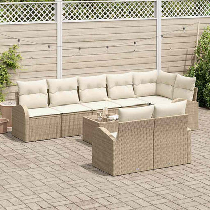 Set Divano da Giardino 9 pcs Beige e Bianco polyrattan | homemem39