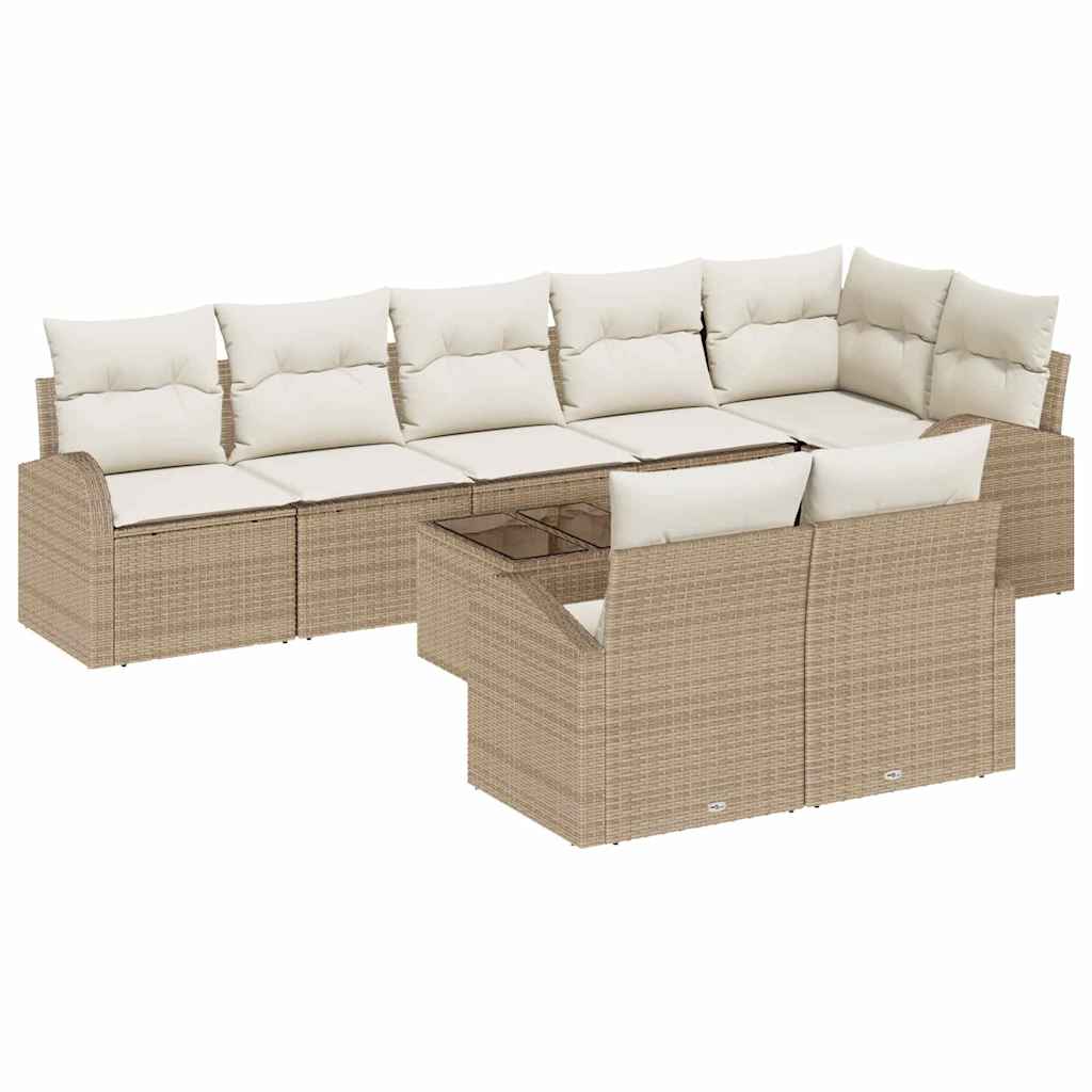 Set Divano da Giardino 9 pcs Beige e Bianco polyrattan | homemem39