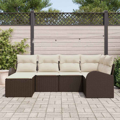 Set di divani con cuscino 6 pcs Marrone e bianco polyrattan | homemem39