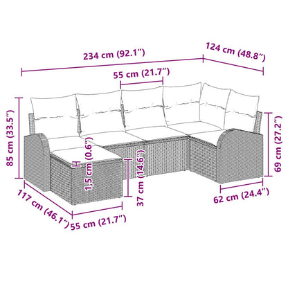 Set di divani con cuscino 6 pcs Marrone e bianco polyrattan | homemem39
