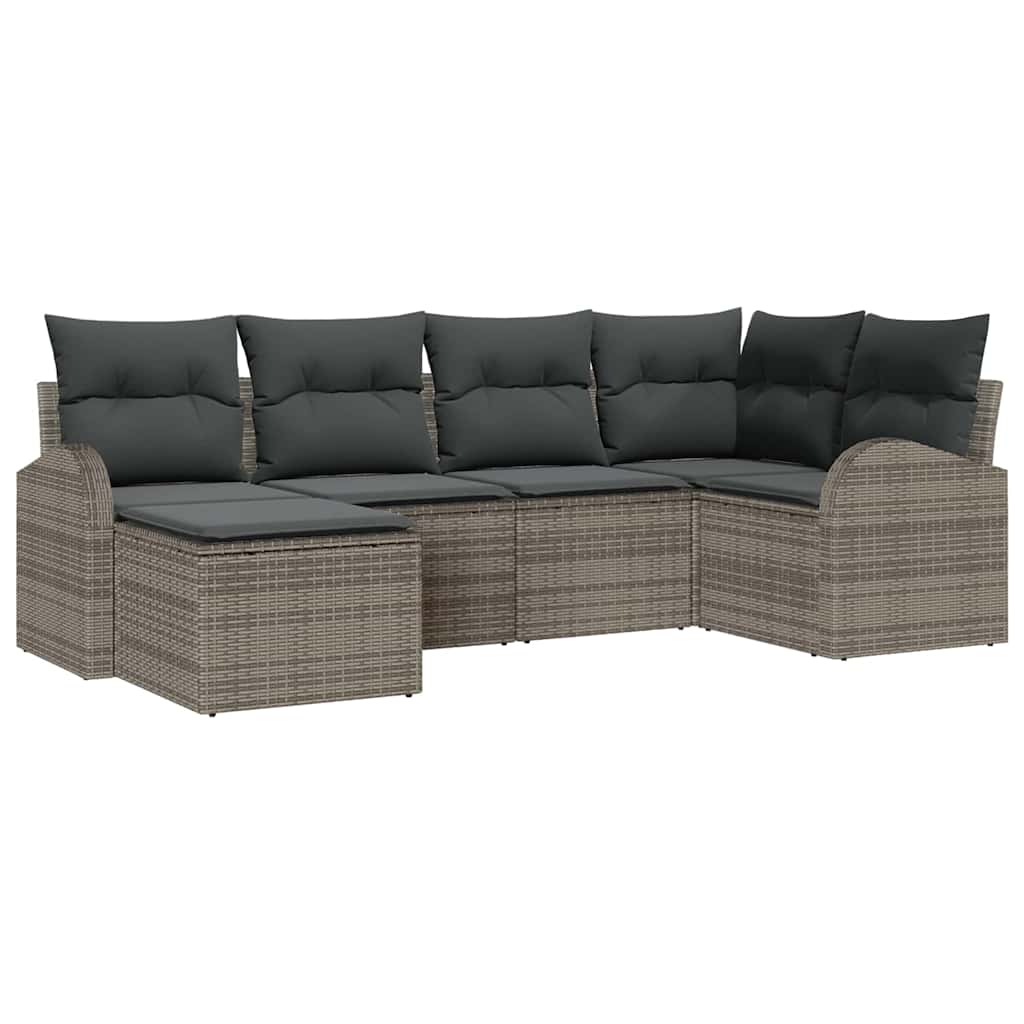 Set di divani con cuscino 6 pcs Grigio polyrattan | homemem39