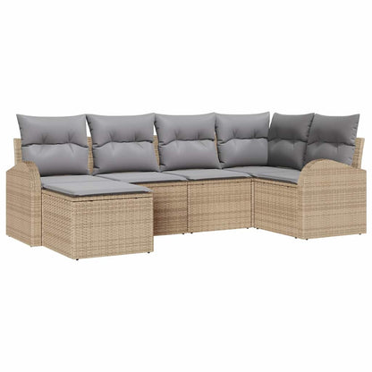 Set di divani 6 pcs Beige e grigio chiaro polyrattan | homemem39
