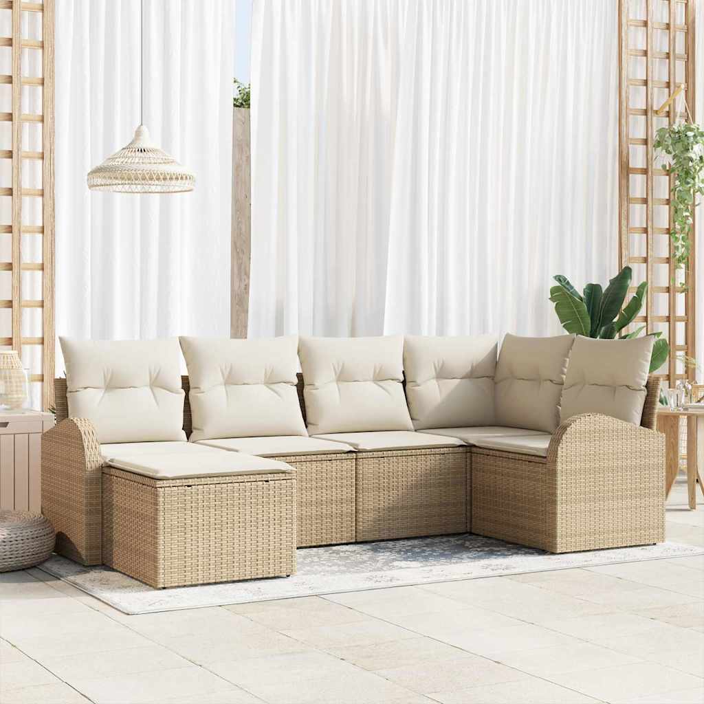 Set di divani con cuscino 6 pcs Beige e Bianco polyrattan | homemem39