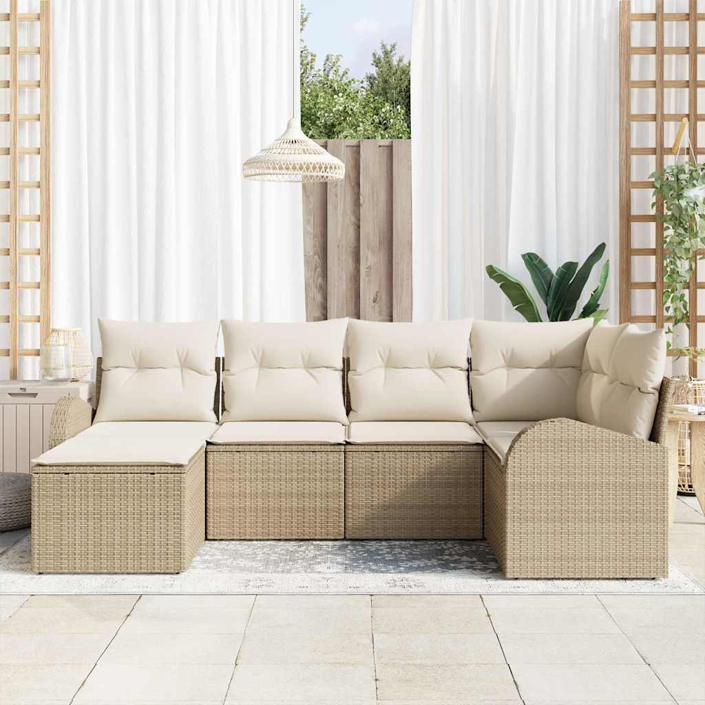 Set di divani con cuscino 6 pcs Beige e Bianco polyrattan | homemem39