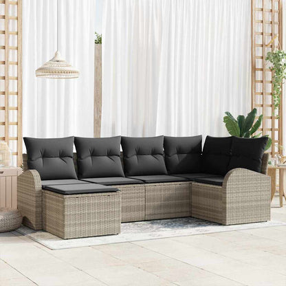 Set di divani con cuscino 6 pcs Grigio chiaro polyrattan | homemem39