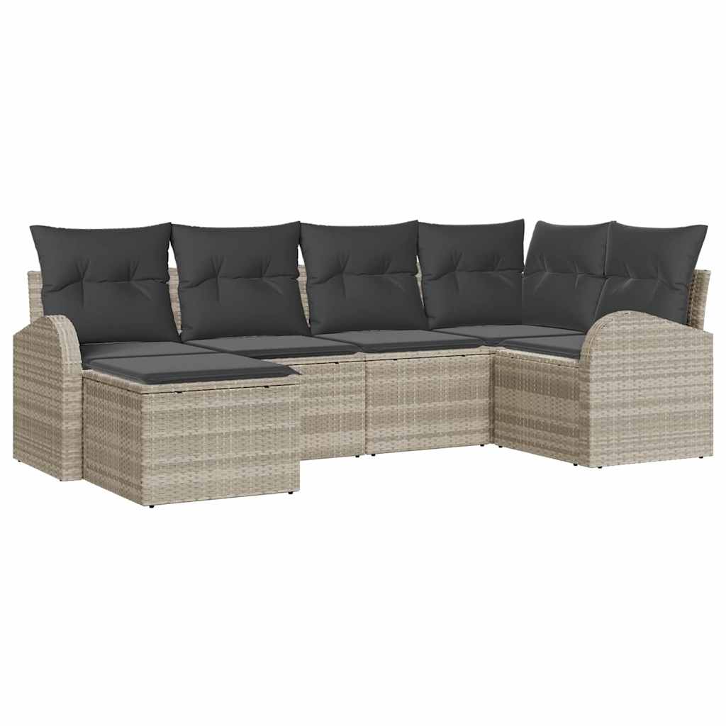 Set di divani con cuscino 6 pcs Grigio chiaro polyrattan | homemem39