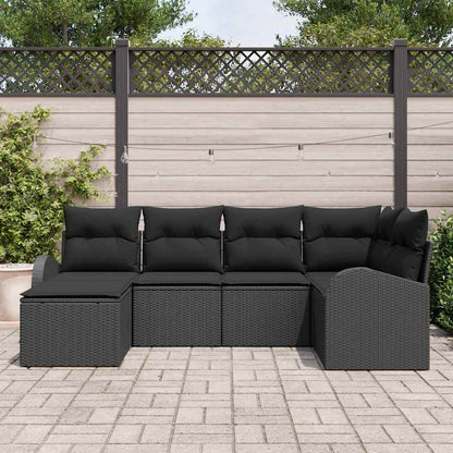 Set di divani con cuscino 6 pcs Nero polyrattan | homemem39